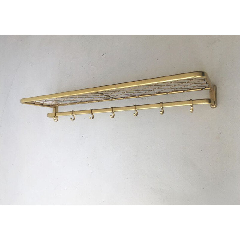 Vintage metal coat rack with hat shelf, 1950s