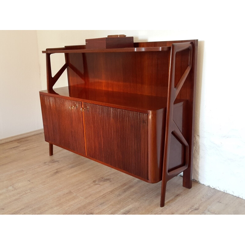 Italian cabinet in rosewood with tambour doors, Emilian RONCORRONI - 1950s 