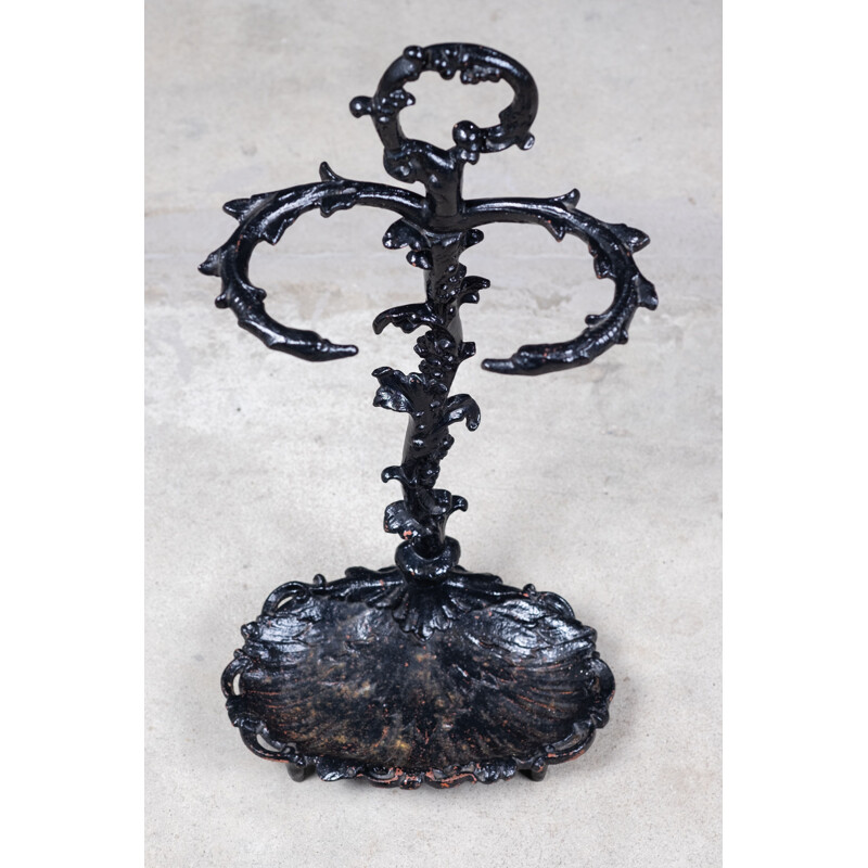 Juego de herramientas vintage de hierro fundido para chimenea pintado en negro