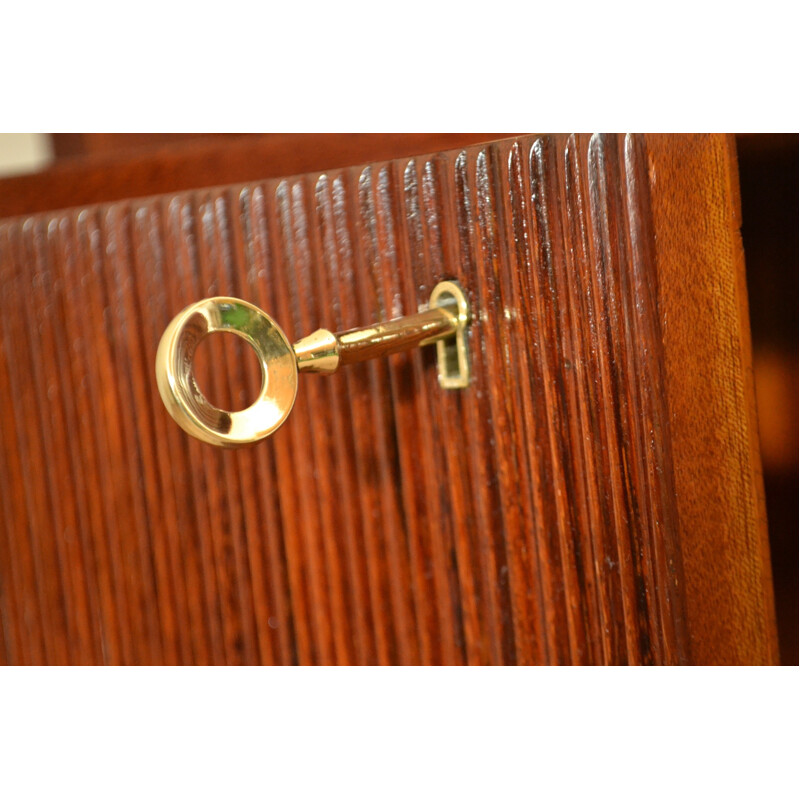 Italian cabinet in rosewood with tambour doors, Emilian RONCORRONI - 1950s 