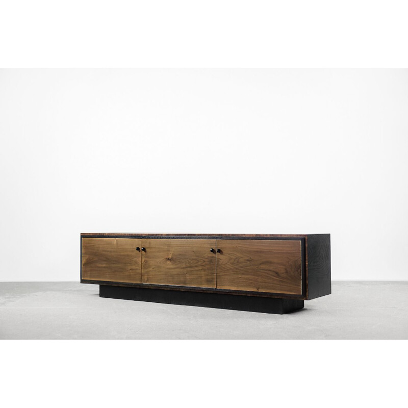 Vintage minimalist Bauhaus walnut sideboard, 1960s