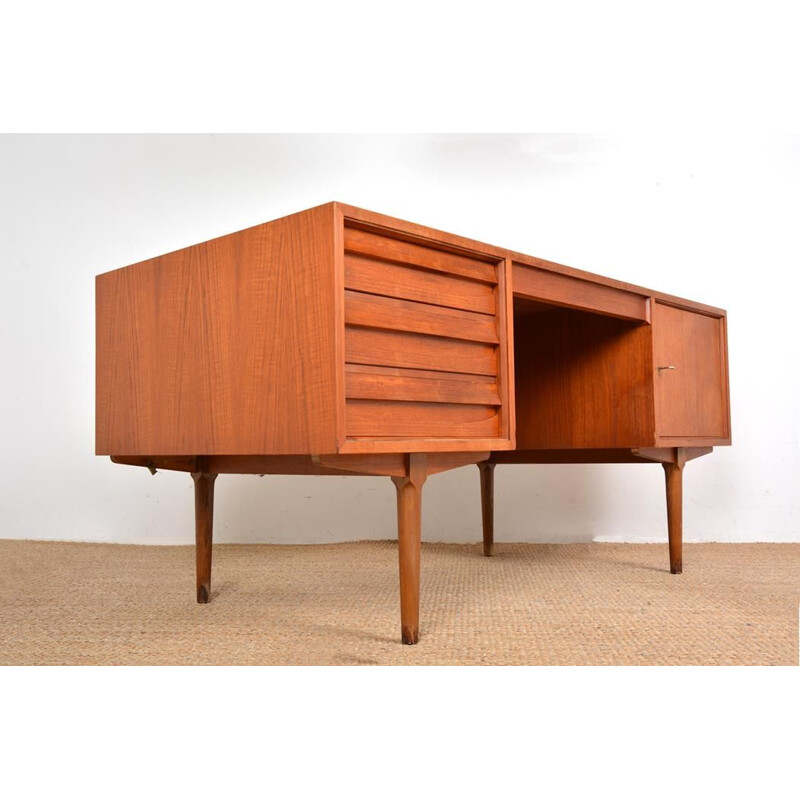 Vintage double-sided teak desk by Lothar Wegner, 1960