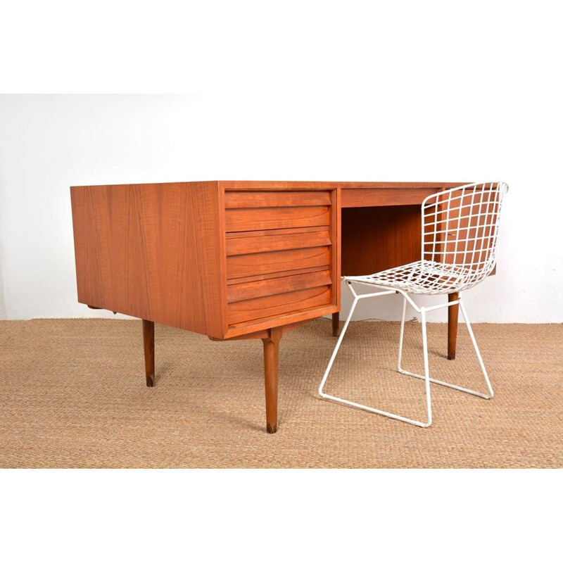 Vintage double-sided teak desk by Lothar Wegner, 1960