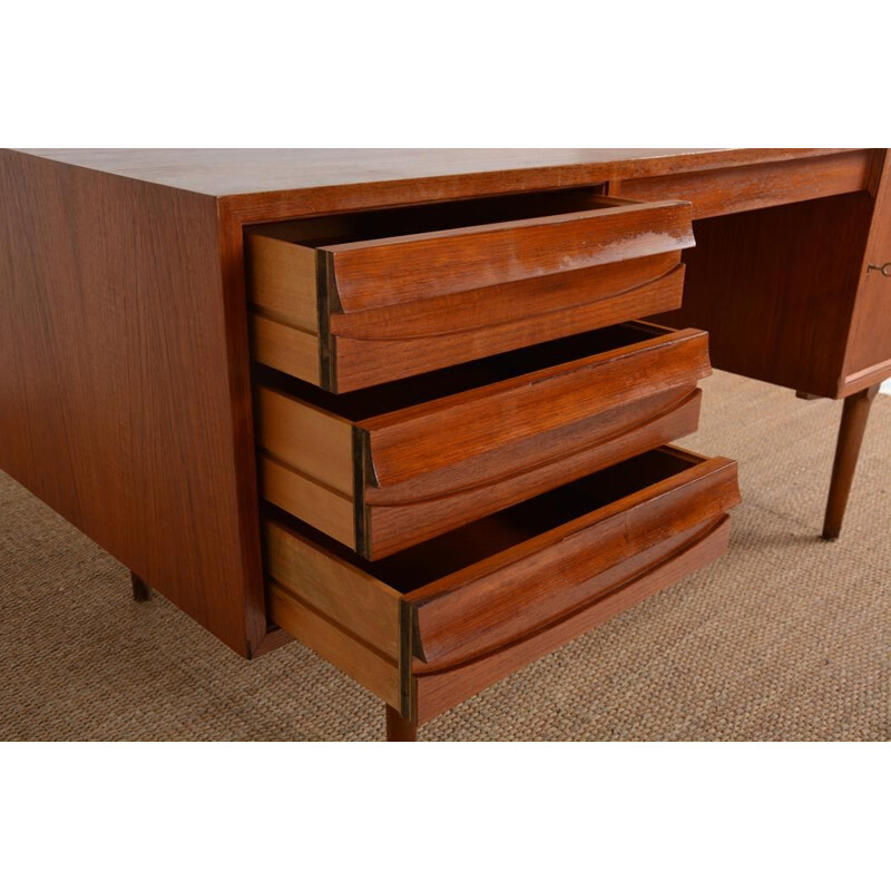 Vintage double-sided teak desk by Lothar Wegner, 1960