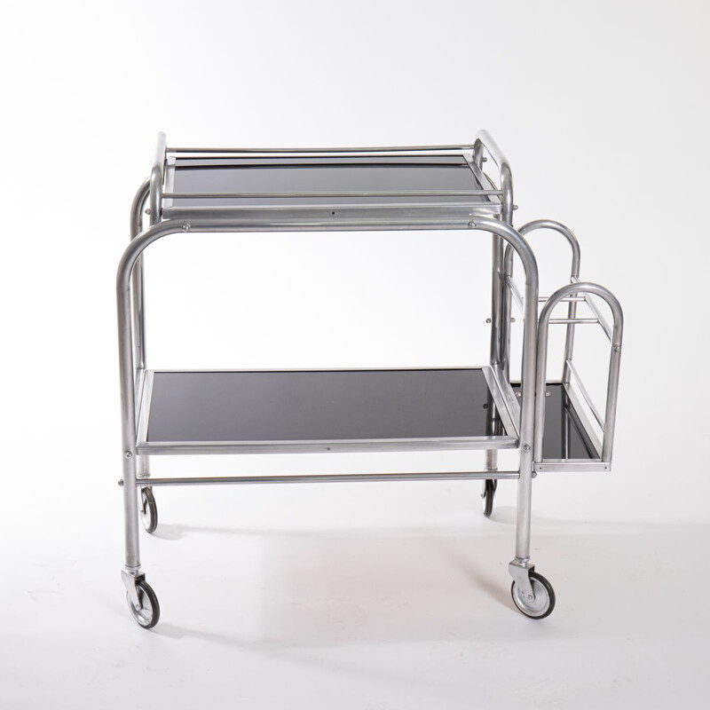 Vintage Bauhaus bar trolley black, 1930s