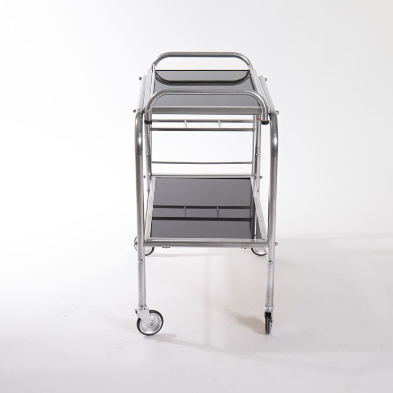 Vintage Bauhaus bar trolley black, 1930s