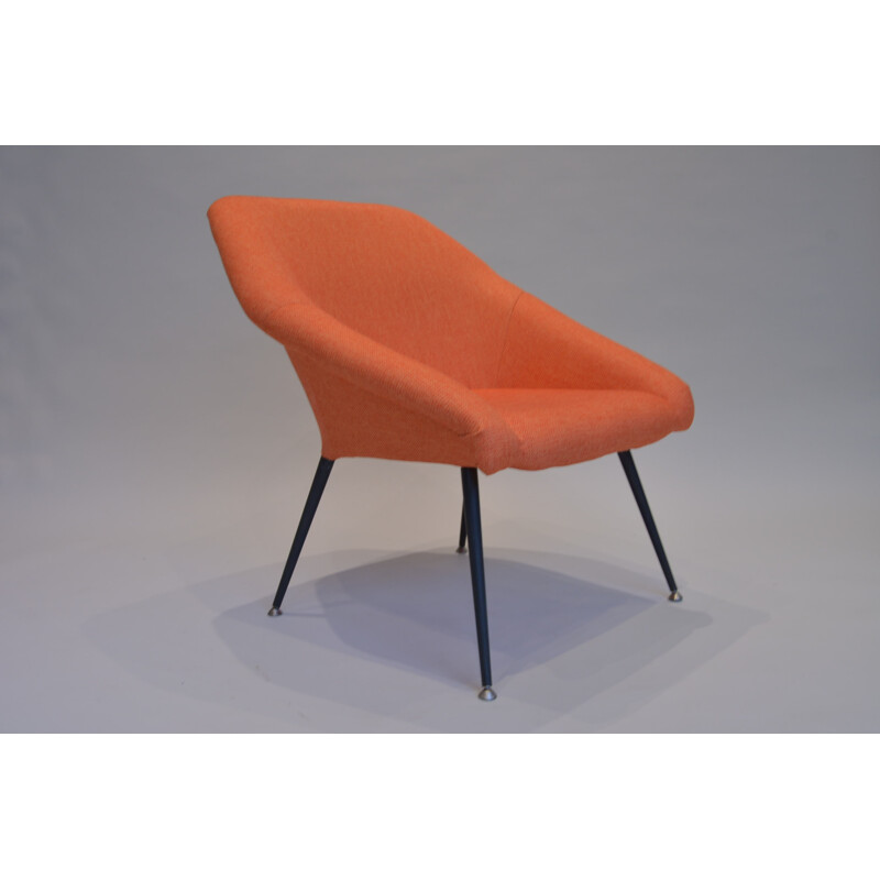 Orange cocktail chair in metal and fabric - 1970s