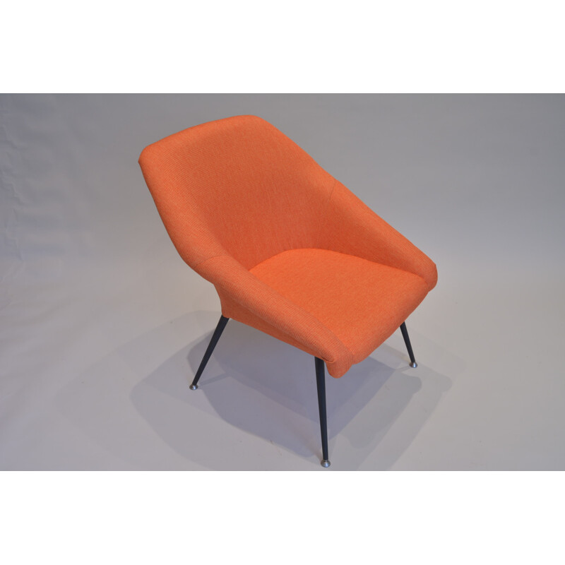 Fauteuil cocktail soviétique en métal et tissu orange - 1970