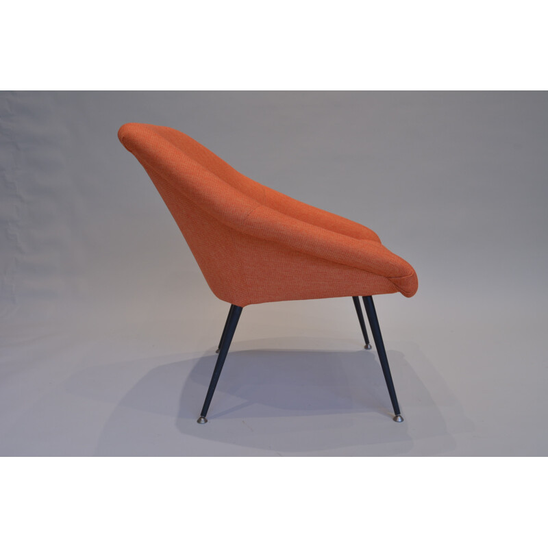 Orange cocktail chair in metal and fabric - 1970s