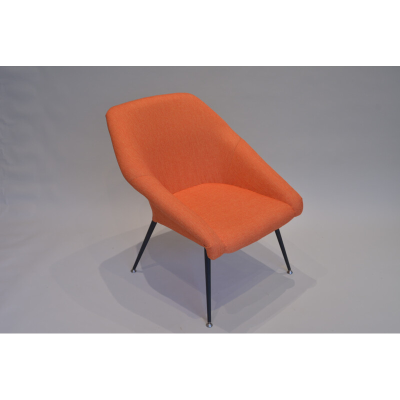 Orange cocktail chair in metal and fabric - 1970s