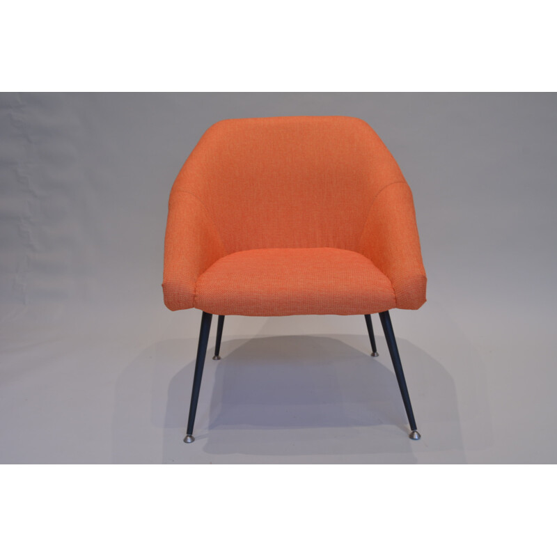 Orange cocktail chair in metal and fabric - 1970s