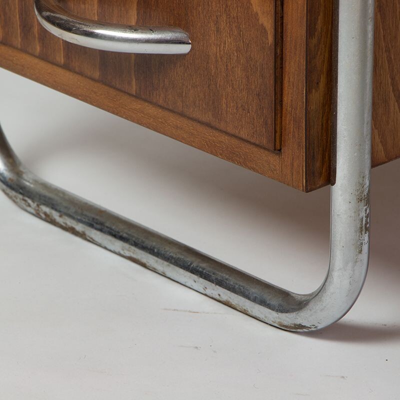 Vintage beechwood desk with two containers, 1930