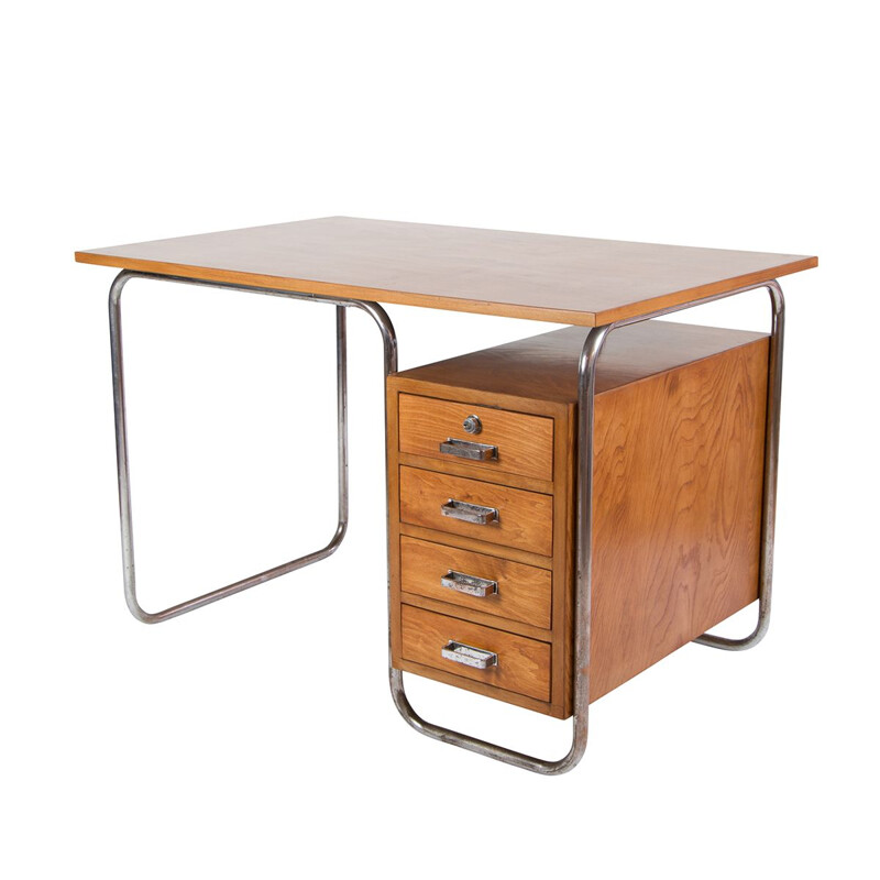 Vintage Bauhaus beechwood desk by Rudolf Vichr, 1930s