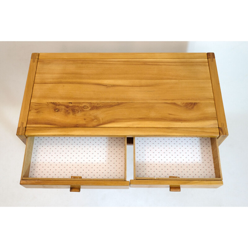 Vintage elmwood chest of drawers, 1970-1980