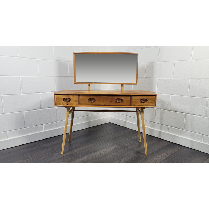 Vintage dressing table in elmwood and beechwood by Ercol, 1960s