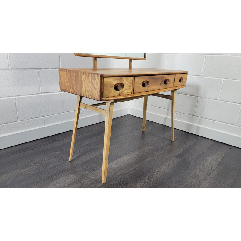 Vintage dressing table in elmwood and beechwood by Ercol, 1960s