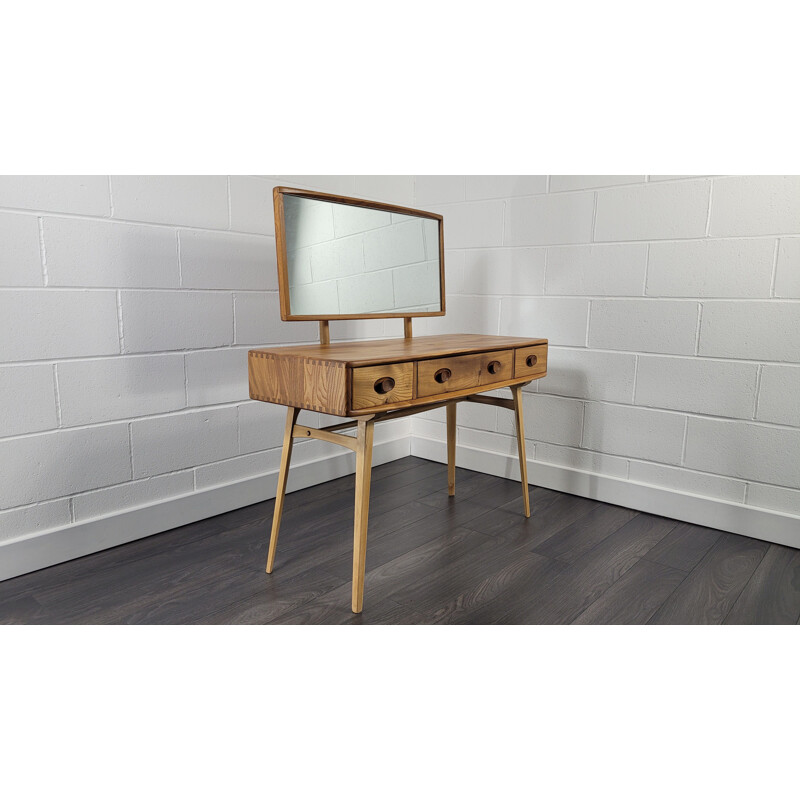 Vintage dressing table in elmwood and beechwood by Ercol, 1960s