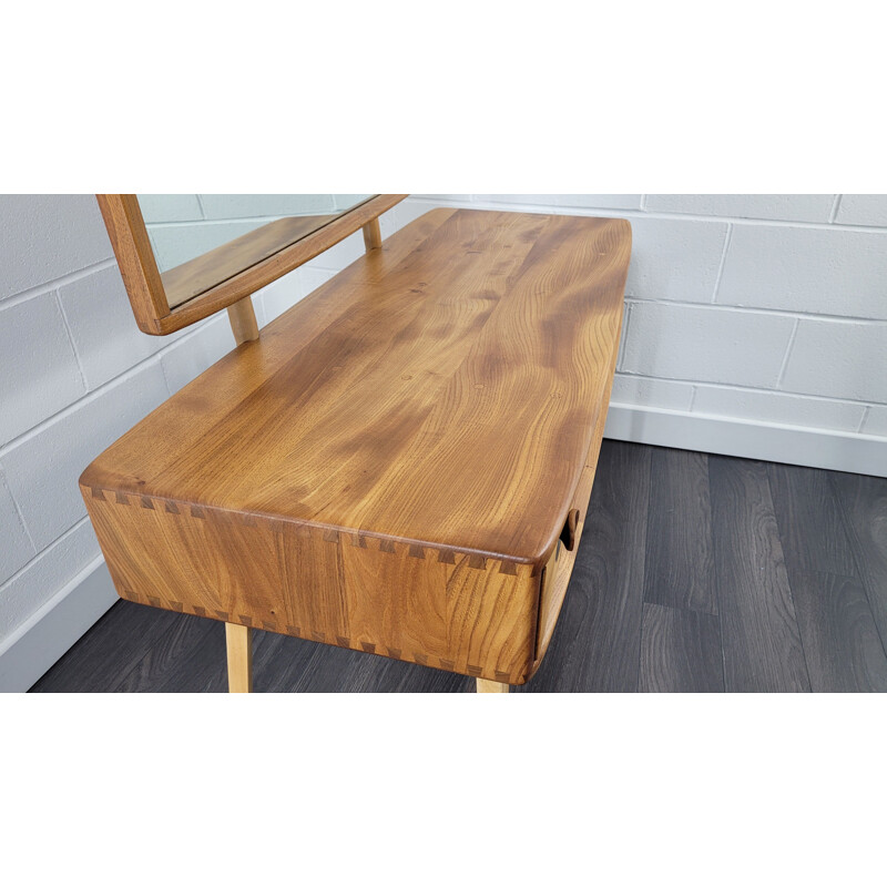 Vintage dressing table in elmwood and beechwood by Ercol, 1960s