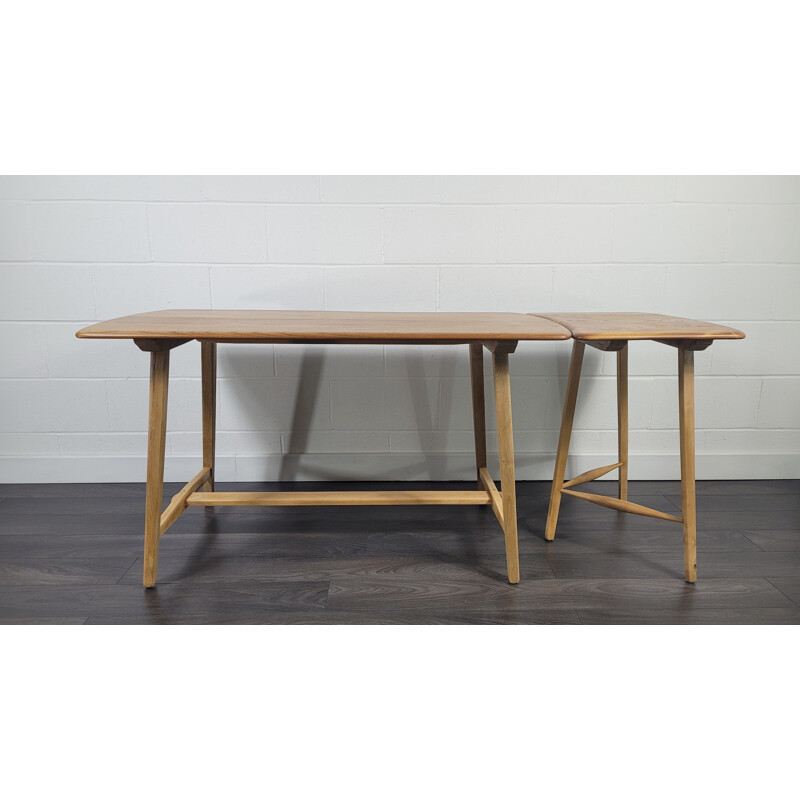 Vintage table with extension table in elm and beech by Ercol, 1950-1960