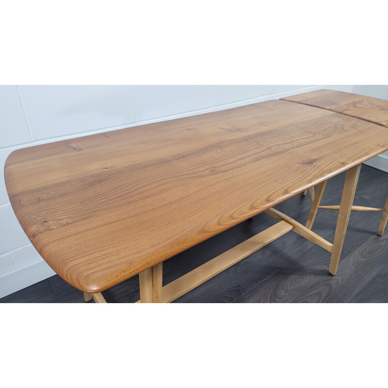 Table vintage avec table d'extension en orme et hêtre par Ercol, 1950-1960