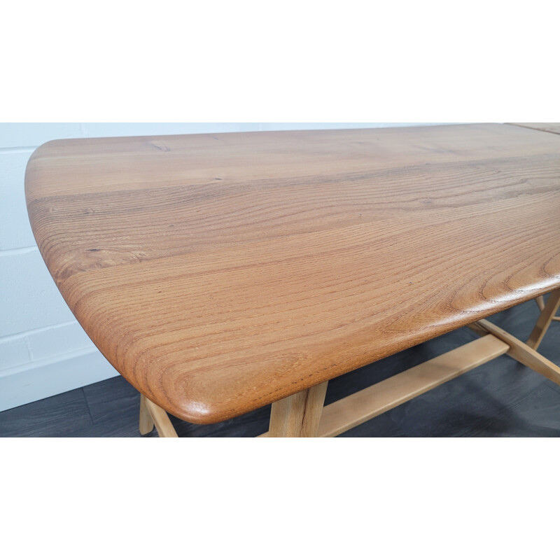 Vintage table with extension table in elm and beech by Ercol, 1950-1960