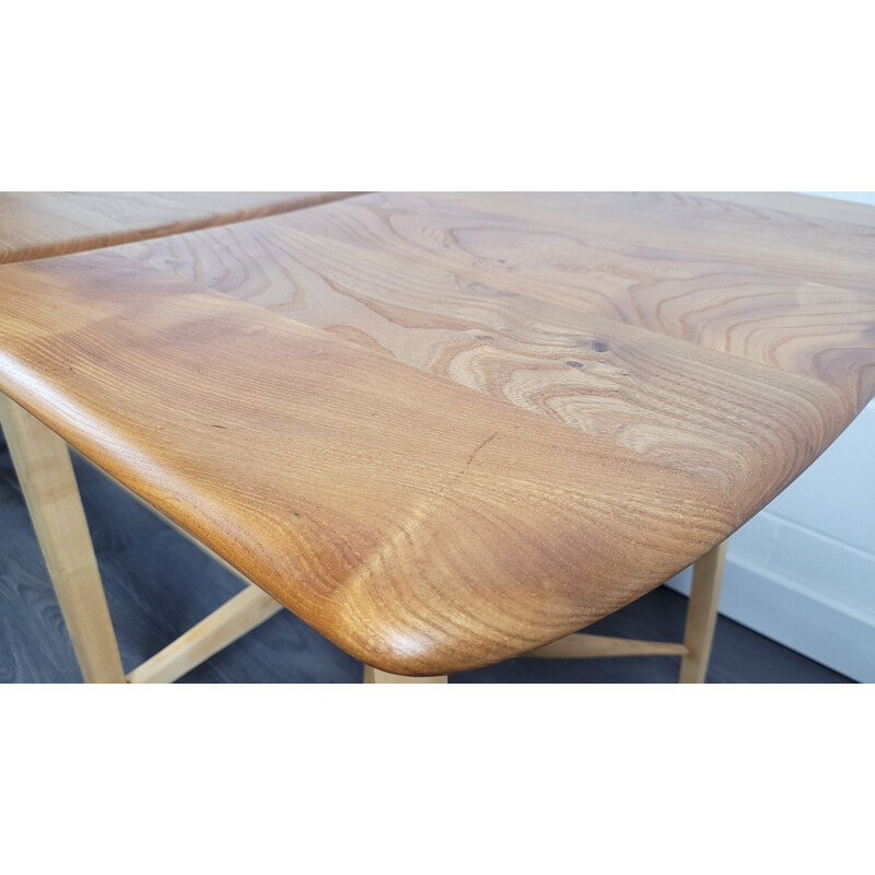 Vintage table with extension table in elm and beech by Ercol, 1950-1960