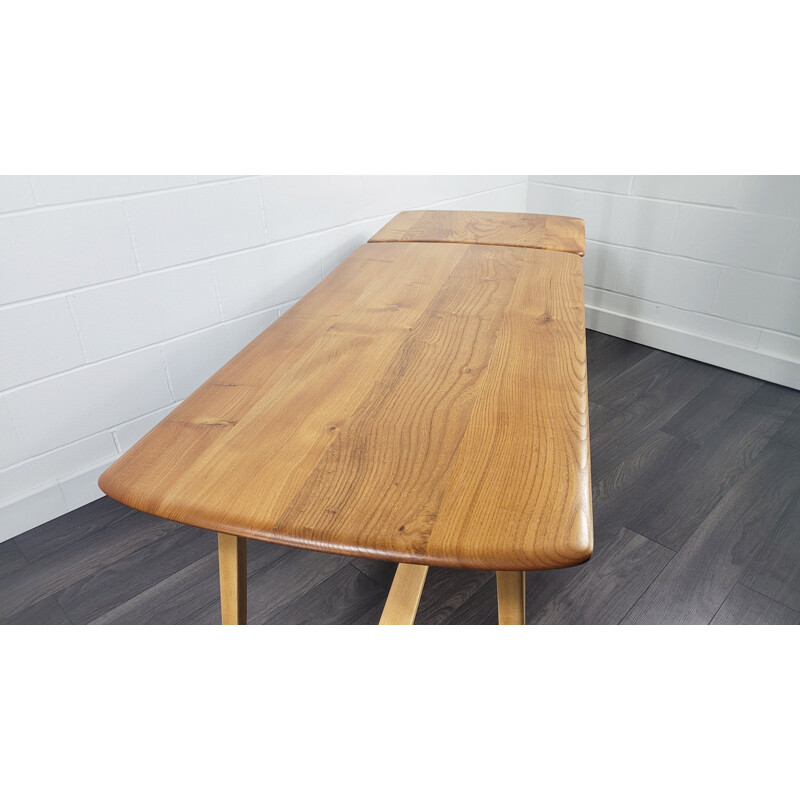 Vintage table with extension table in elm and beech by Ercol, 1950-1960