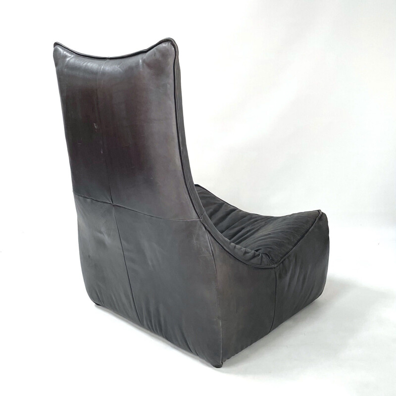 Vintage "The Rock" brown leather armchair by Gerard van Den Berg for Montis, 1970s