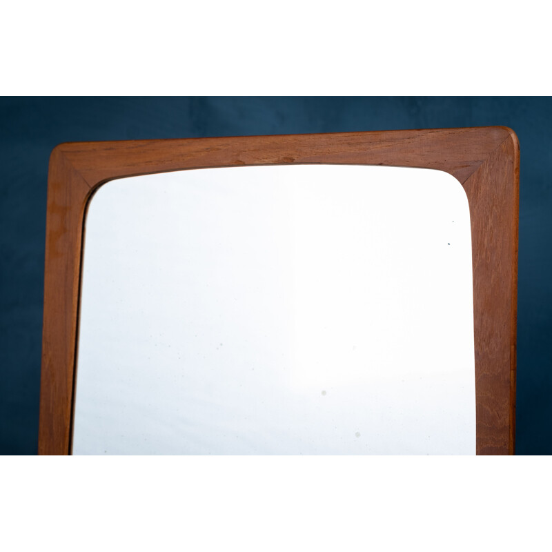 Vintage mirror with teak frame and shelf, Denmark 1960