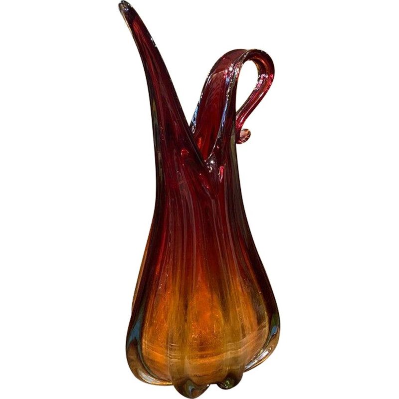 Mid-century red Murano glass vase by Flavio Poli for Seguso, 1970s