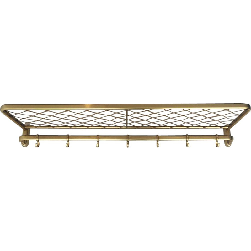 Vintage metal coat rack with hat shelf, 1950s