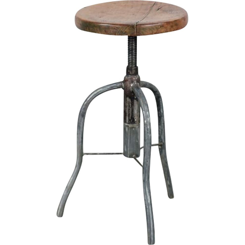 Tabouret pivotant d'usine vintage, Pologne 1950