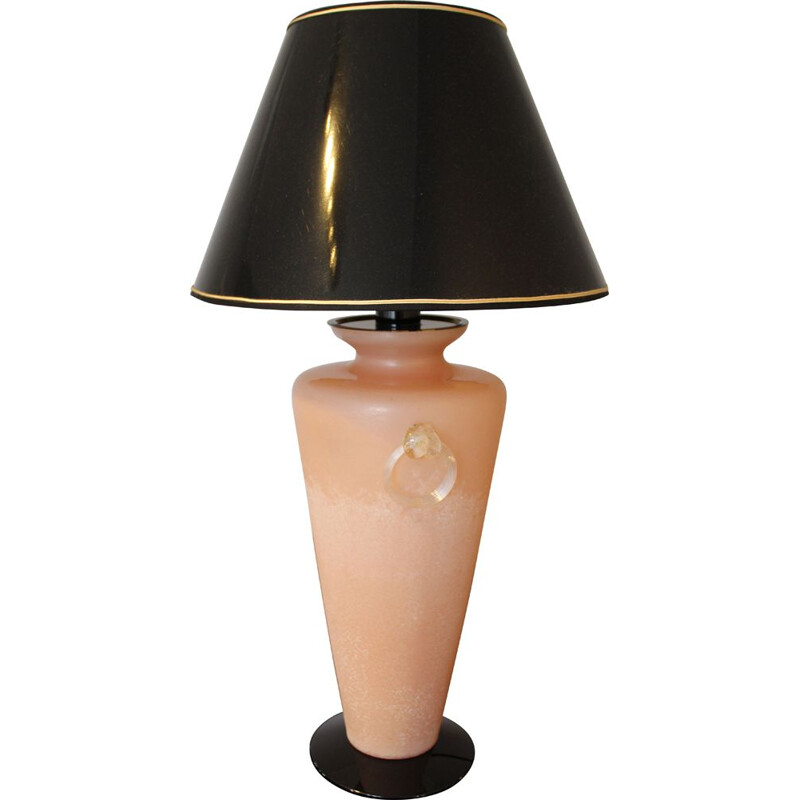 lampe de table vintage en verre de Murano rose, Italie 1950