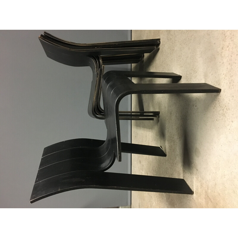 Set of 4 vintage Strip chairs by Gijs Bakker for Castelijn
