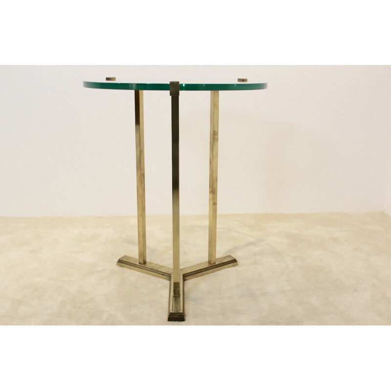 Table d'appoint en verre et laiton, Peter GHYCZY - 1970
