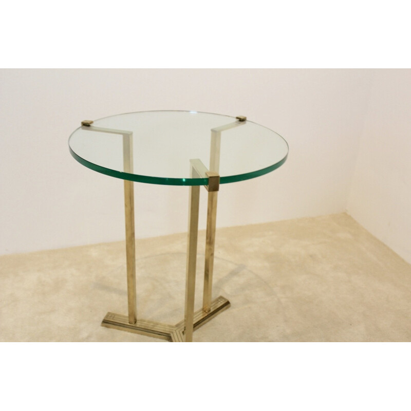Table d'appoint en verre et laiton, Peter GHYCZY - 1970