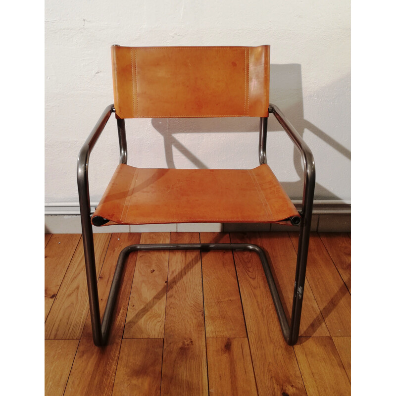 B34 vintage lederen fauteuil van Marcel Breuer