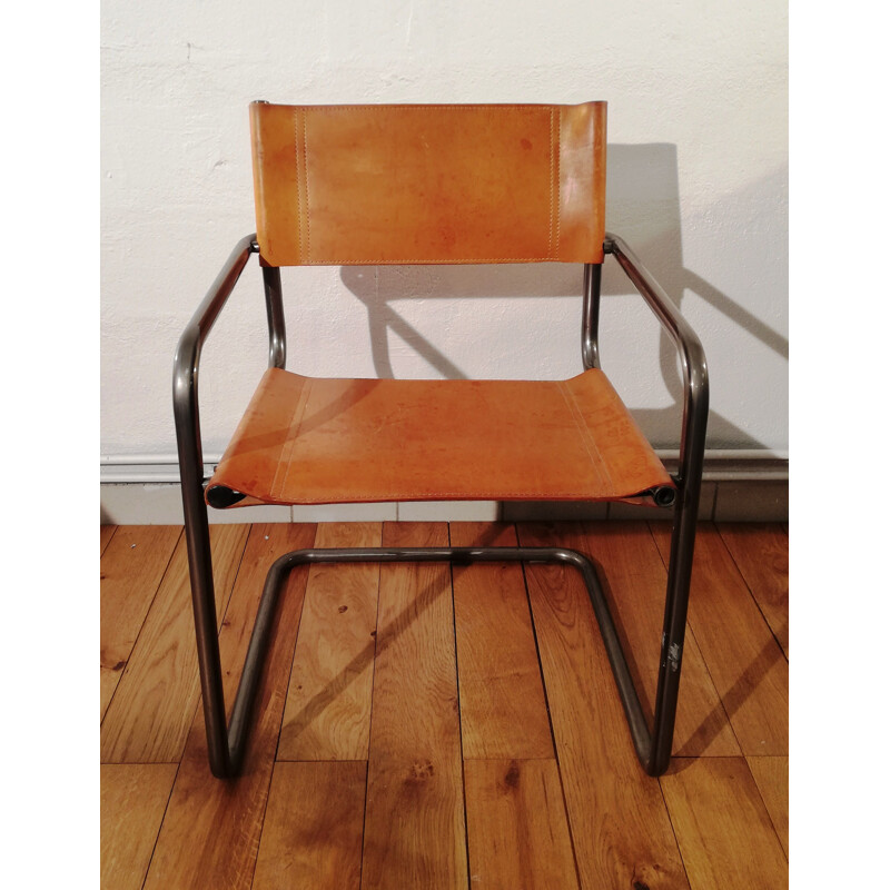 Vintage B34 leather armchair by Marcel Breuer