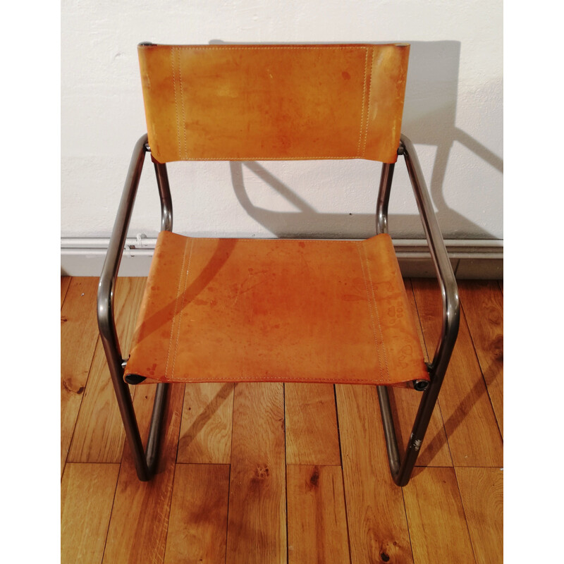 Vintage B34 leather armchair by Marcel Breuer