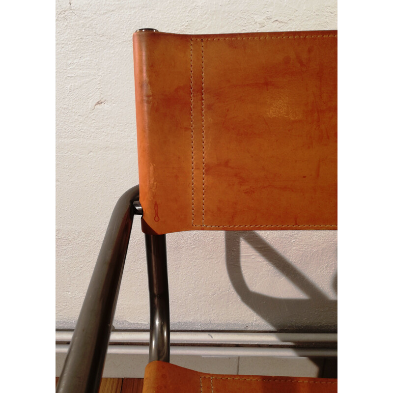 B34 vintage lederen fauteuil van Marcel Breuer