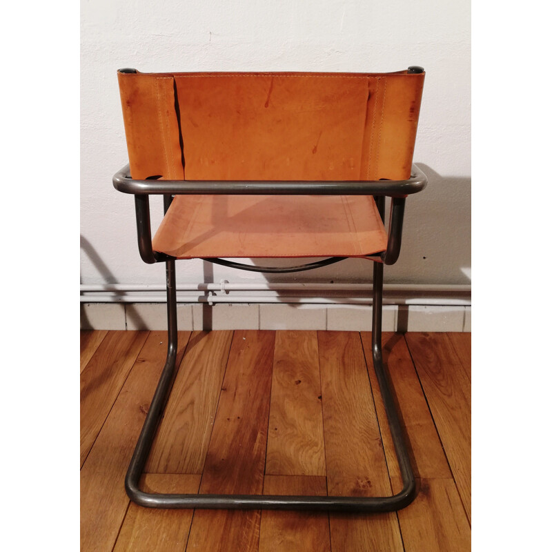 B34 vintage lederen fauteuil van Marcel Breuer