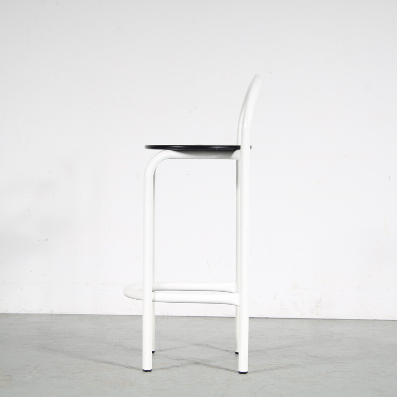 Set of 3 vintage Italian bar stools in white metal, 1980s