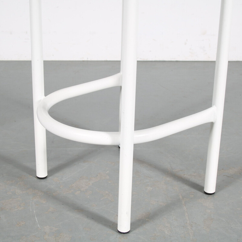 Ensemble de 3 tabourets de bar italiens vintage en métal blanc, 1980