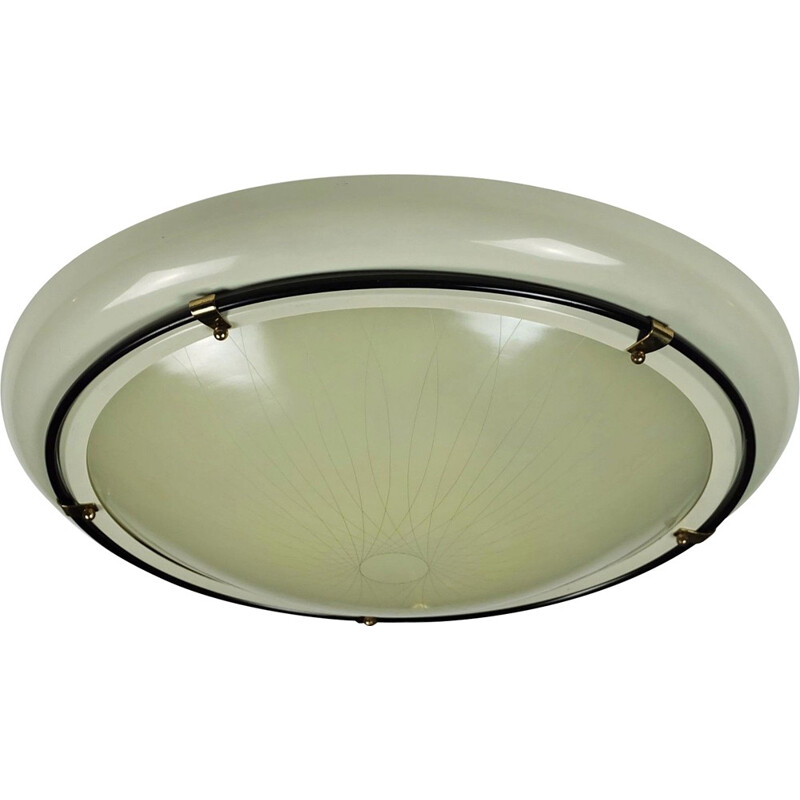 Beige lacquered metal ceiling lamp  - 1950s