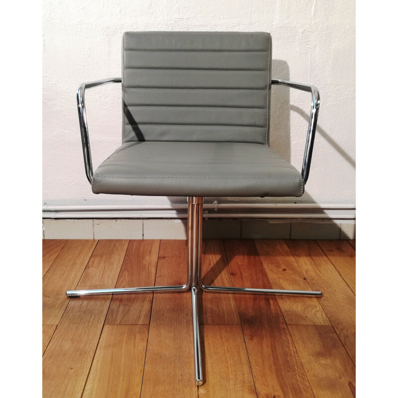 Vintage grey leather Inclass office chair