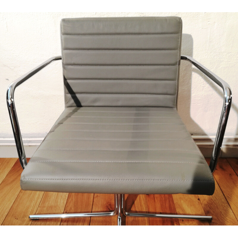Vintage grey leather Inclass office chair