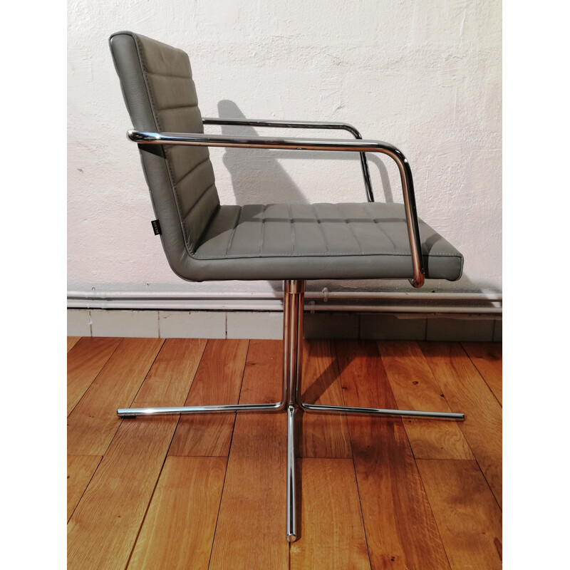 Vintage grey leather Inclass office chair