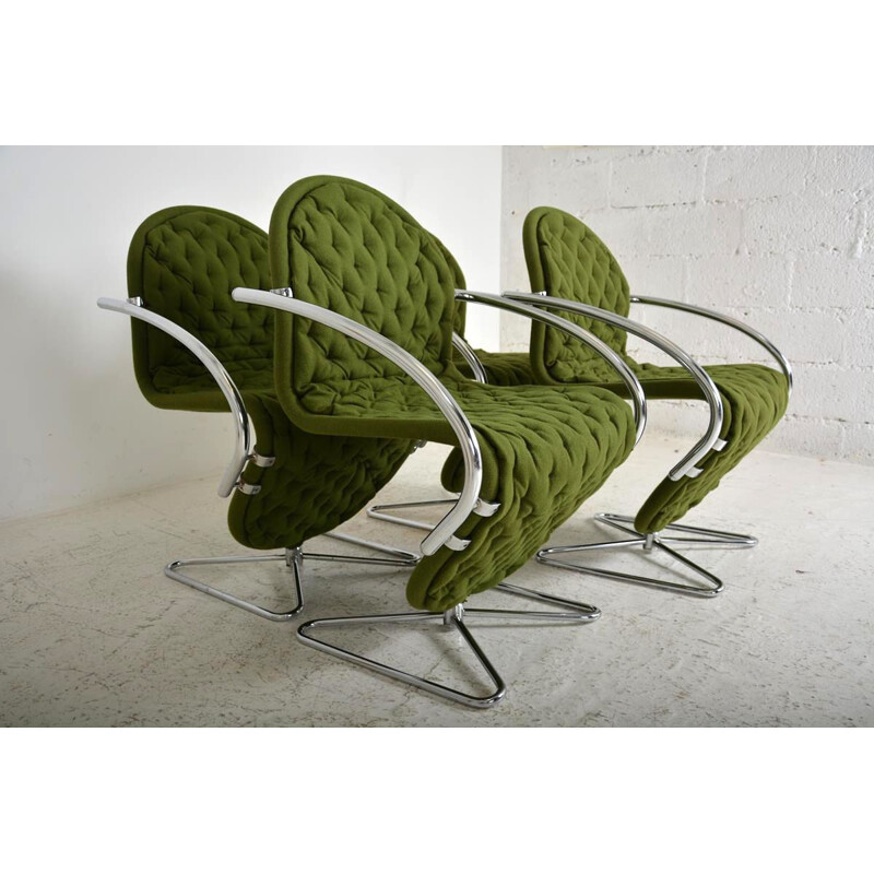 Set of 4 vintage armchairs by Verner Panton for Fritz Hansen, Denmark 1970