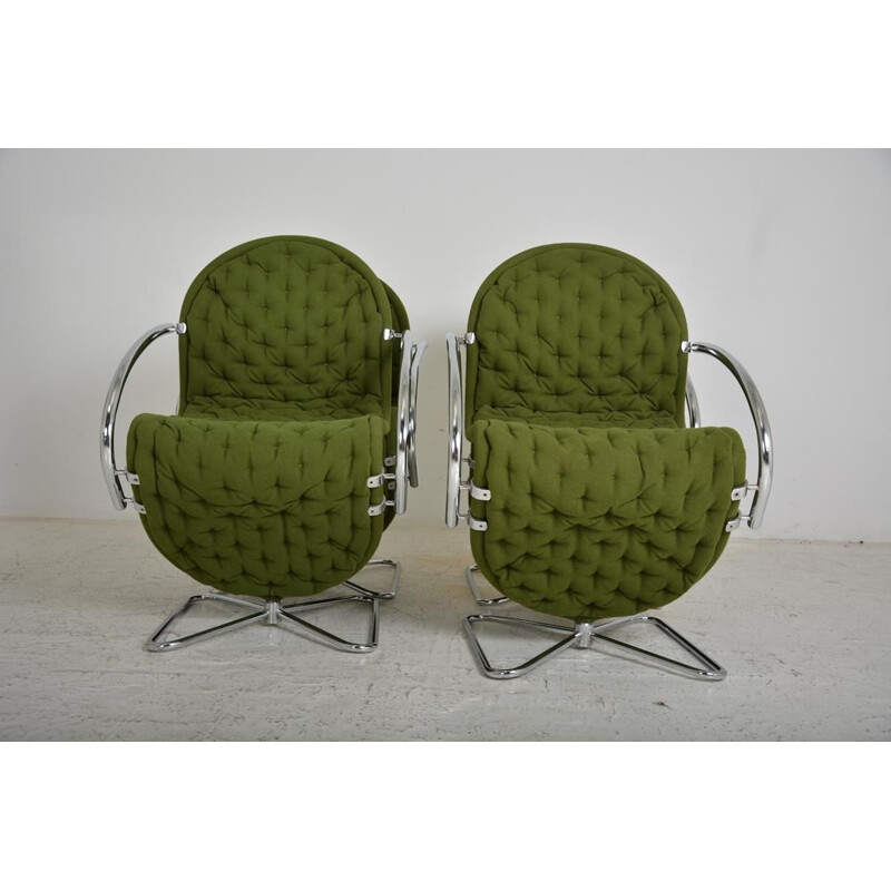 Set of 4 vintage armchairs by Verner Panton for Fritz Hansen, Denmark 1970