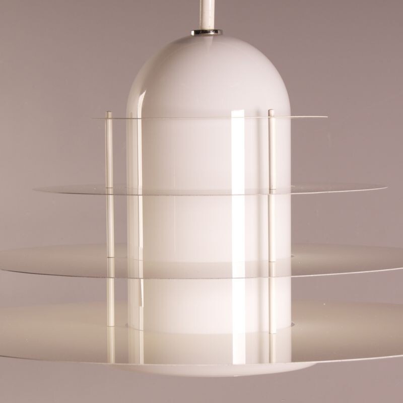 White Raak "B-1017" hanging lamp in aluminum and glass, André ROTTE - 1980s